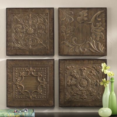 Set Of 4 Embossed Plaques
