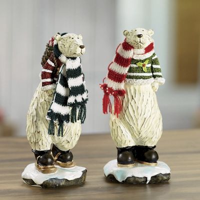 Set Of 2 Polar Bear Figurines