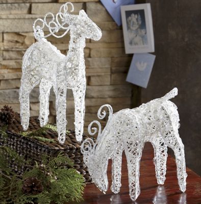 Set Of 2 Glittering Reindeer