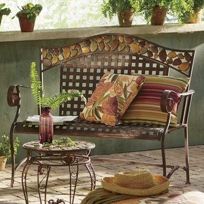 river rock bench