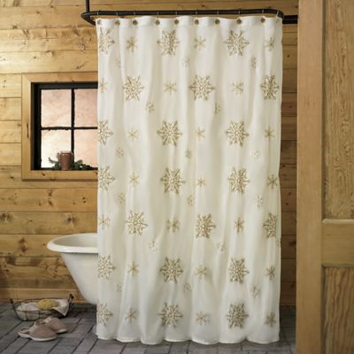 Embroidered Metallic Snowflake Shower Curtain