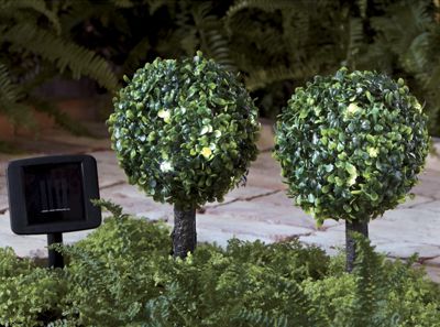 set of 2 solar topiary lights