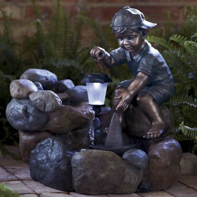 searching for pollywogs solar fountain