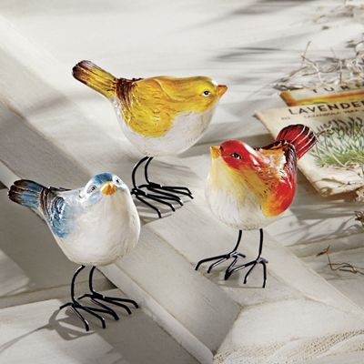 set of 3 bird figurines