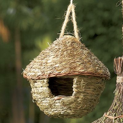 natural round hut birdhouse