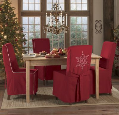 Snowflake And Holiday Red Chair Slipcovers