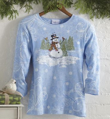 Snowman 3 4 length Sleeve Tee