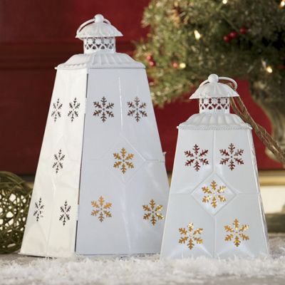 Set Of 2 Snowflake Lanterns
