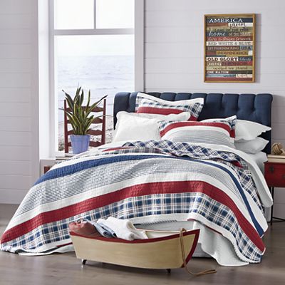 nautical stripe oversized reversible quilt and sham