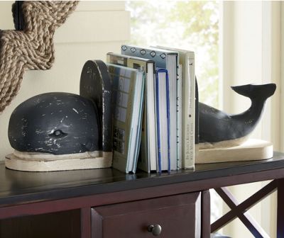 set of 2 whale bookends