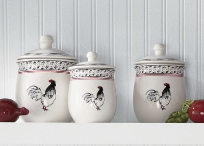 set of 3 cockerel waltz canisters