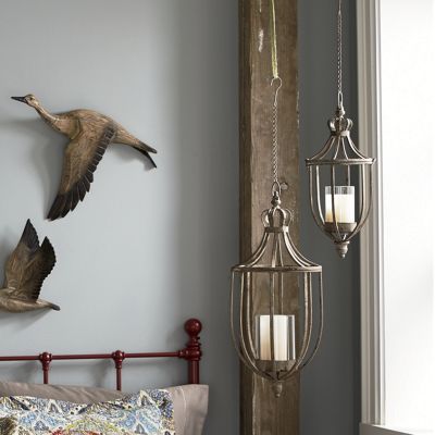 set of 2 hanging hurricane lanterns