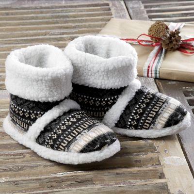 Muk Luks Fair Isle Sherpa Slipper Boot