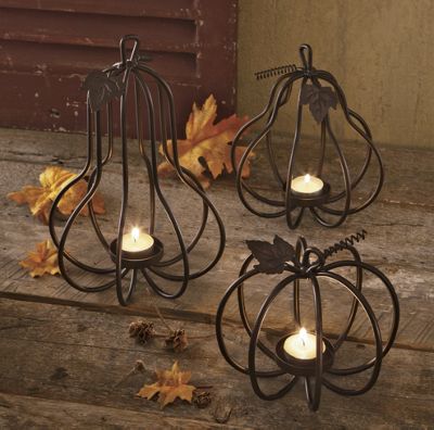 Set Of 3 Gourd Candleholders