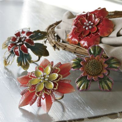Napkin Rings Fleur Set Of 4