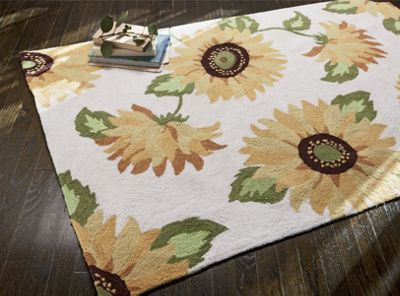 Rug Hand Hooked Sunflower