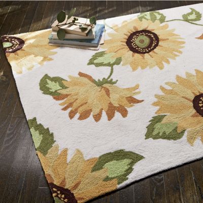 hand hooked sunflower rug