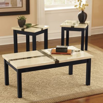 Set Of 3 Faux Marble Top Tables