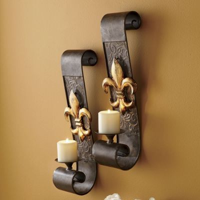 Set Of 2 Fleur de lis Sconces