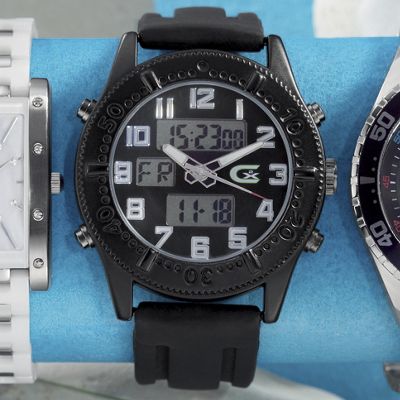 black round rubber strap watch by croton