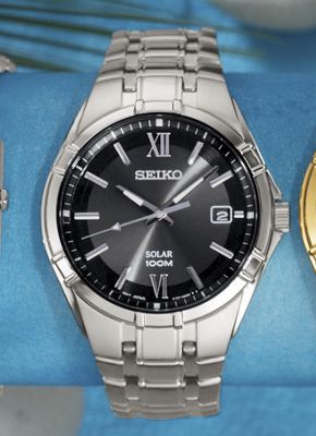 Mens Round Silvertone Bracelet Watch by Seiko