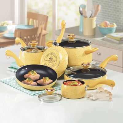 Paula Deen Speckled Porcelain Cookware 11 Piece Set with Free 5 Piece Measuring Spoon Set