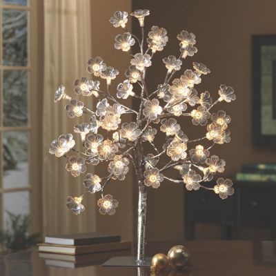 Lighted Silver Flower Tree