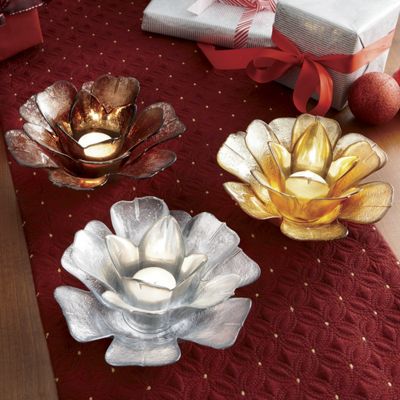 Trio Of Blossoms Votive Holder Set