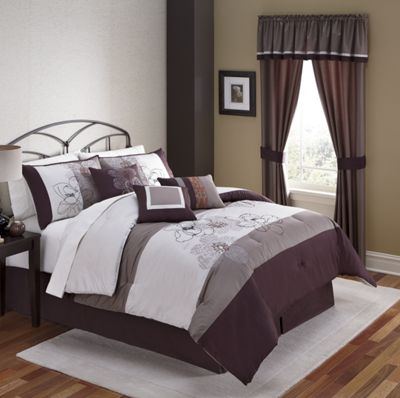 Sketch Floral Bed Set Valance And Panel Pair