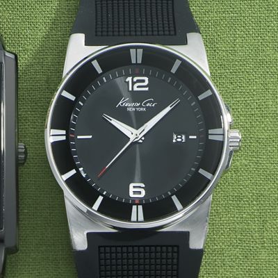 Mens Round Black Strap Watch by KCNY