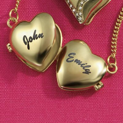 Pendant Stainless Steel Dual Heart Lockets Names