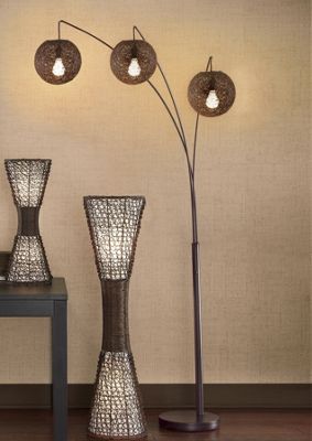 Lamp 3 Arm Wicker Arc