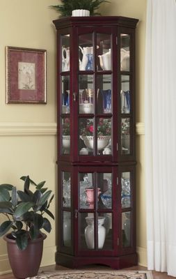 Lighted Pentagonal Curio Cabinet