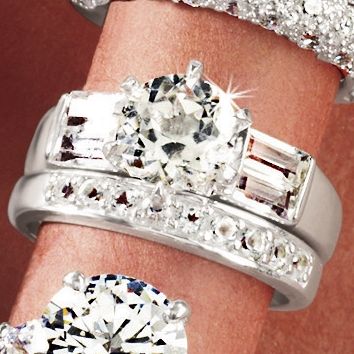 Round baguette Bridal Set s