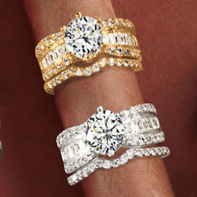 Round baguette Bridal Set