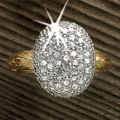 Diamond Oval Cluster Ring