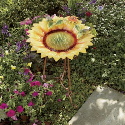 sunflower birdbath