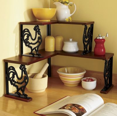 Cast Iron Rooster Corner Shelf