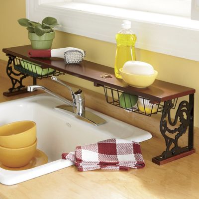 Cast Iron Rooster Over The Sink Shelf