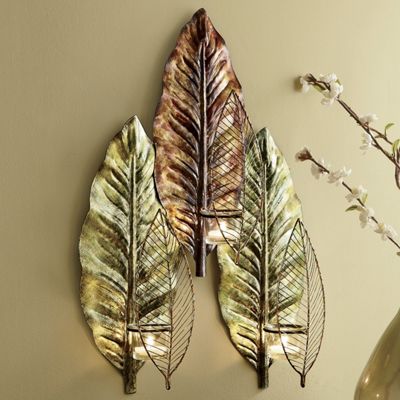 Palm Coast Metal Leaf Candleholder