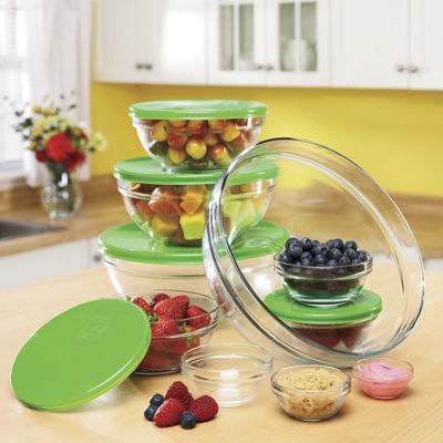 Clear View Tempered Glass 15 Pc Stackable Bowl Set