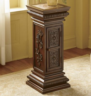 Marble Inset Plant Stand With Storage