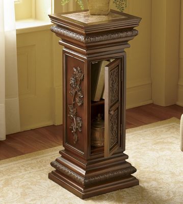 Marble Inset Plant Stand With Storage