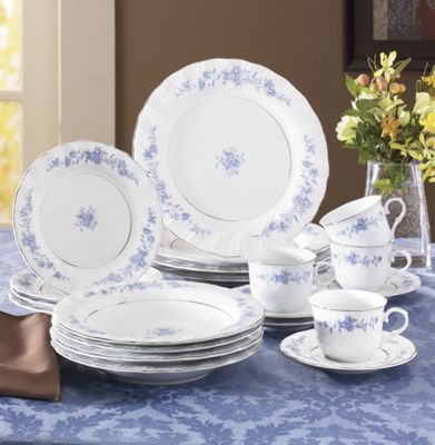 Dinnerware Blue Rose Porcelain 20 Piece Set