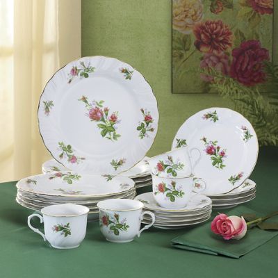 Dinnerware Victorian Rose Porcelain 20 Piece Set