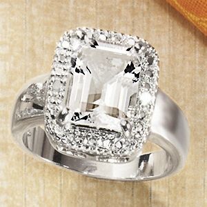White Topaz Rectangular Ring