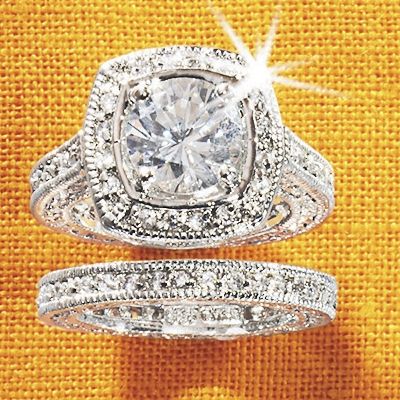 White Topaz Vintage Bridal Set