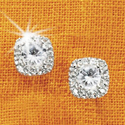 White Topaz Pave Earrings