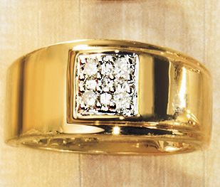 MenS Square Diamond Cluster Ring