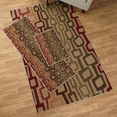 Rugs Stripe Geometric 3 Piece Set